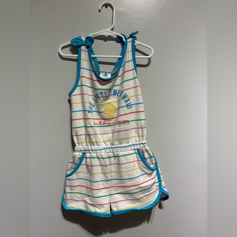 Disney The Little Mermaid Striped Romper - Blue, Yellow, Red